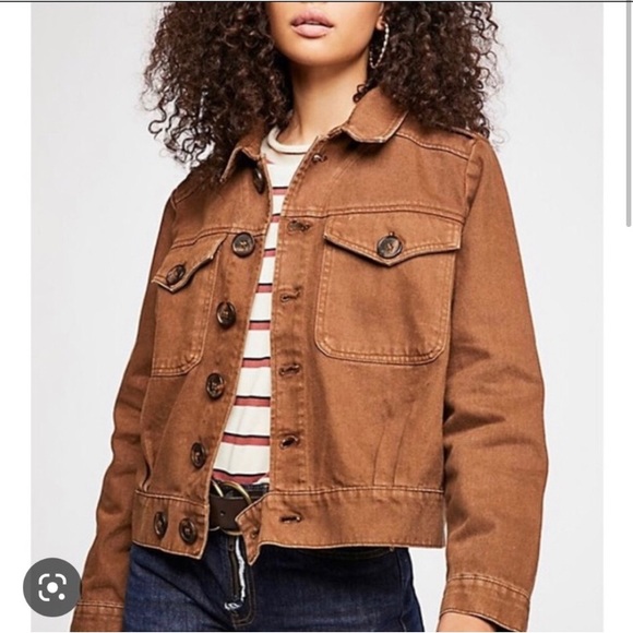 Free people canvas rusty brown utility jacket - Picture 1 of 8